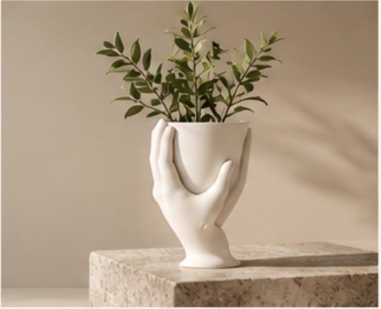 Hand-Shaped Planter Vase
